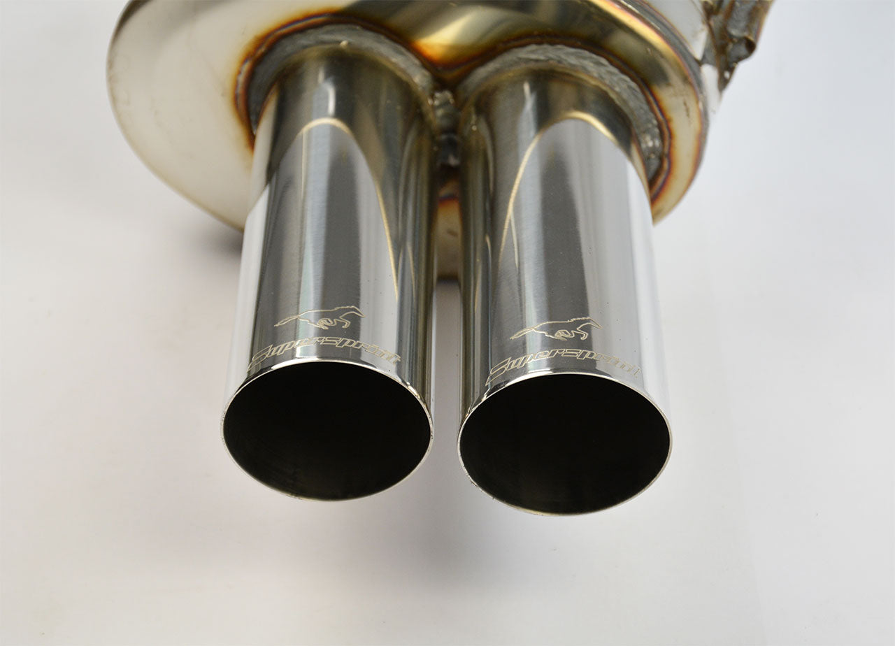 close top view of Supersprint Rear exhaust "Racing" OO70 for BMW E36 All models 1990-2000 with white background