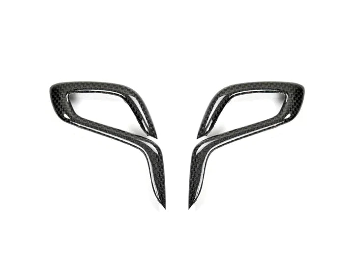 A front view of AUTOTECKNIC CARBON FIBER GEAR SELECTOR SIDE COVERS - BMW Models with white background