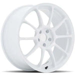 A front view of Volk Racing ZE40 Wheel 17x8 5x114.3 38mm Dash White with white background