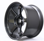 A front view of Volk Racing TE37 Ultra M-Spec Wheel 19x10.5 5x114.3 31mm Diamond Dark Gunmetal with white background