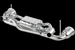 Capristo Porsche 992 valved exhaust, angled view