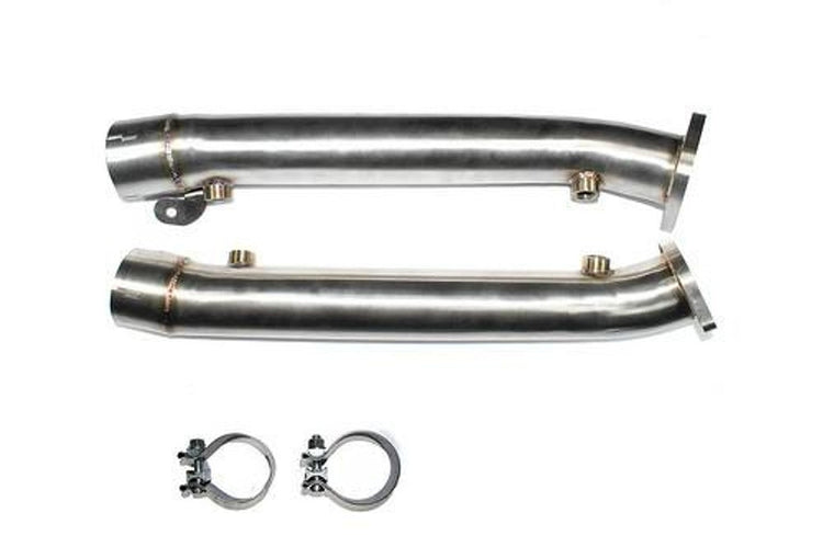 A top view of Active Autowerke Test Pipes For BMW E9X M3 2008-2013 parts with white background