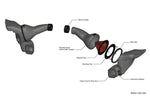 A wide view of all parts labelled for the Eventuri Black Carbon Intake System for BMW G90 M5 2025+ with white background