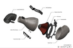 A graphic outlining what each part is in the Eventuri Black Carbon Intake System Lotus Emira V6 2022+ with white background