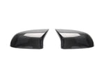 A front view of AUTOTECKNIC M-INSPIRED CARBON FIBER MIRROR COVERS - BMW F25 X3 LCI | F26 X4 | F15 X5 | F16 X6 2010-2019 with white background