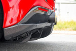 side view of Capristo Carbon Fiber Rear Diffuser For Ferrari F8 2020-2022 fitted inside a car
