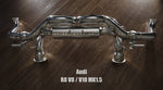 A top view of FI Exhaust Valvetronic Exhaust for Audi R8 V8 MK1.5 | 2013-2015 on a wooden floor
