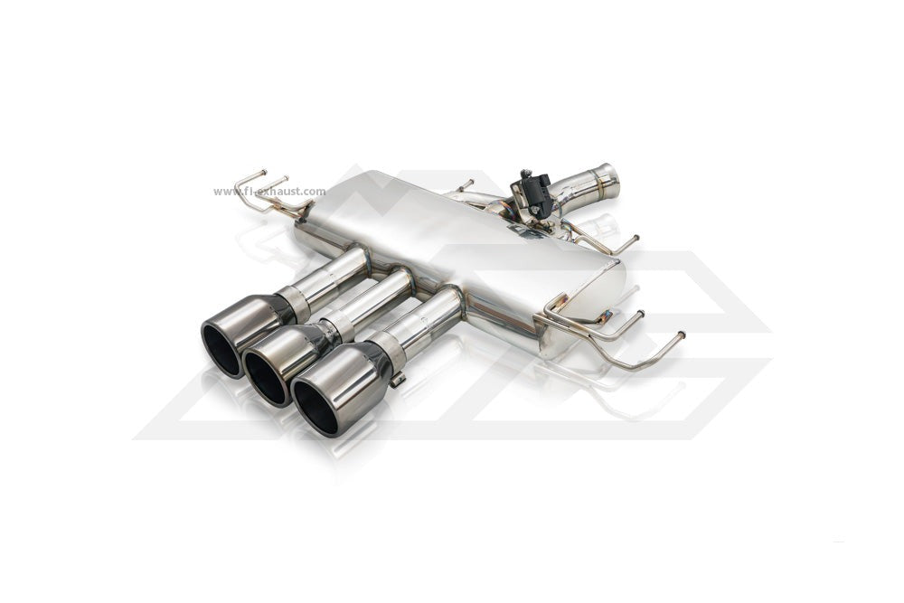 A top view of Fi EXHAUST Valvetronic Cat-Back System for Honda Civic Type-R FL5 2022+ muffler with white background