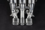 close view of Capristo ECE Valved Catback Exhaust (CES3) for Ferrari F40 1987-1993 with black background