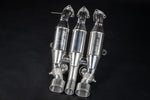 close view of Capristo ECE Valved Catback Exhaust (CES3) for Ferrari F40 1987-1993 with black background