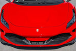 wide view of Capristo Carbon Fiber Front Spoiler and Side air guides (Set) For Ferrari F8 2020-2022 fitted inside a car