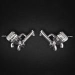 wide and close view of Capristo Valved Exhaust for Ferrari GTC4 Lusso T (V8) 2018-2020 with black background