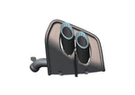 CAD render of Capristo tip frame with twin tailpipes, front view
