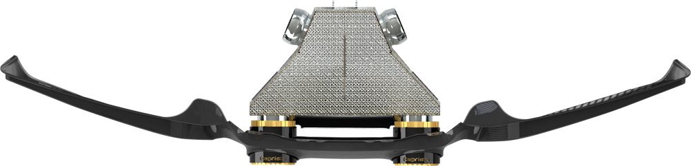 Top render of Capristo 296 twin tailpipe conversion and muffler box