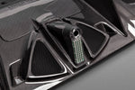 Close-up of carbon weave and mesh openings on Capristo Ferrari 488 diffuser