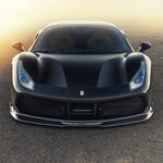 Black 488 with Diavolo front spoiler, head-on outdoor view