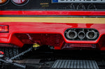 Close-up of Capristo triple tips in a Ferrari F40 rear