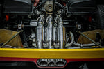Ferrari F40 engine bay with Capristo catback and triple tips