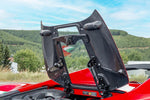 Capristo carbon fiber and glass bonnet, open, on a Ferrari F8 Spider