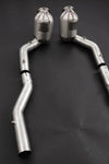 Ferrari Roma Capristo downpipes with clamps fitted to the connecting pipes