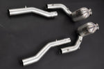 Capristo Roma downpipes and connecting pipes, angled overhead view
