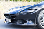 close side view of Capristo Carbon Fiber Front Bumper (Complete) for Ferrari Roma 2020–2024 fitted inside a car