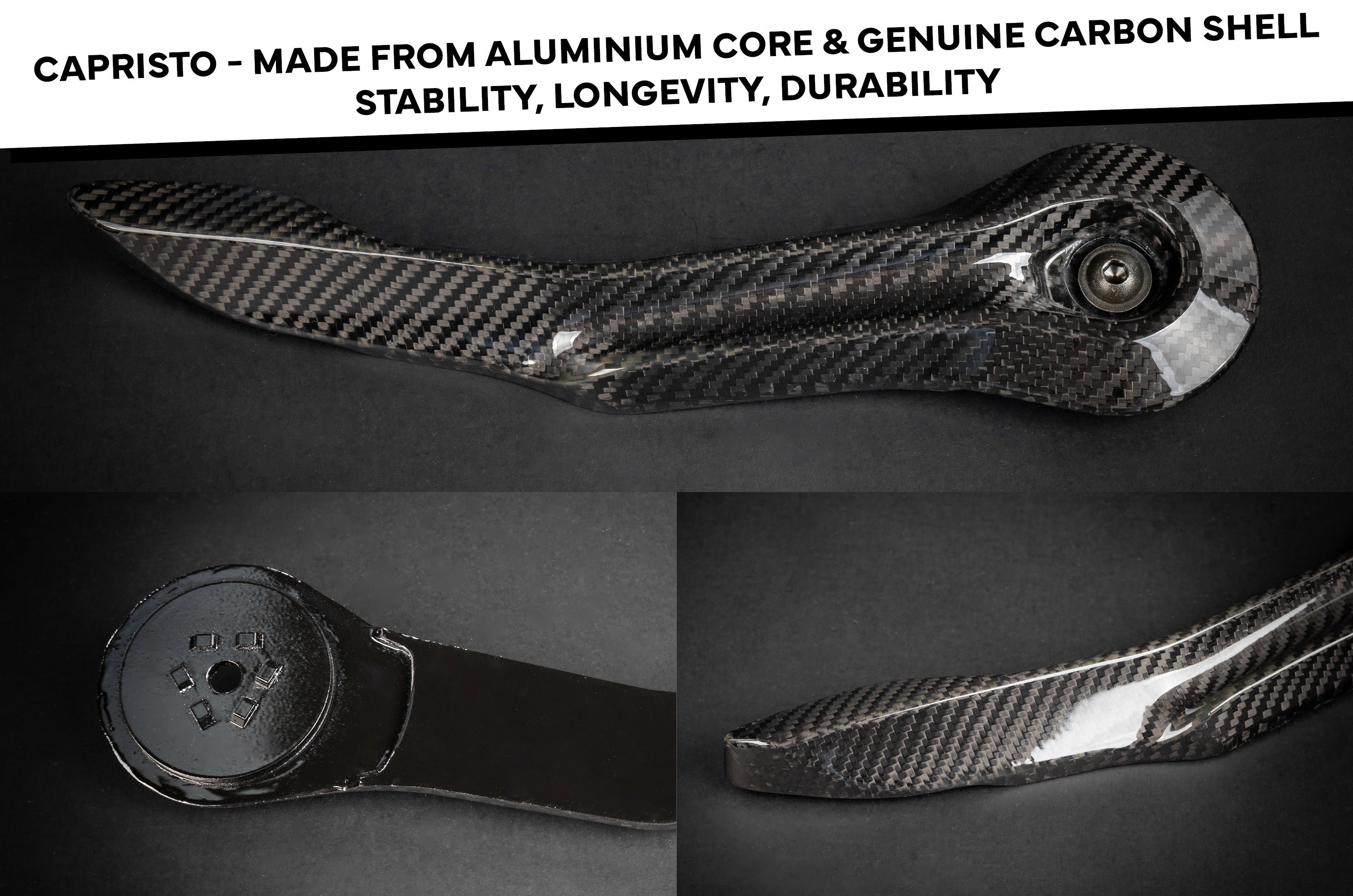 Capristo seat adjuster with aluminum core and carbon shell