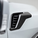 Carbon side vent slats on Raptor R fender, front-facing close-up