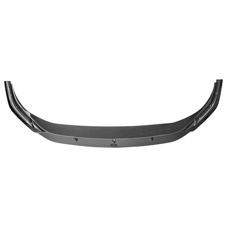 A front view of Urban Automotive Carbon Fiber Front Splitter for Volkswagen Golf R Mk8 2020+ with white background