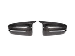 A front view of AUTOTECKNIC M-INSPIRED CARBON FIBER MIRROR COVERS - BMW G30 5-SERIES 2016+ with white background