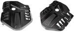 Two studio angles of the Eventuri G8X carbon cover showing the vented top and side