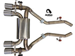 Wide view of Active Autowerke Valved Rear Axle-back Exhaust for BMW G87 M2 with white background
