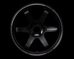 A front view of Volk Racing TE37 Ultra M-Spec Wheel 20x12 5x114.3 48mm Gloss Black with white background