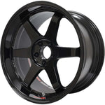 A front view of Volk Racing TE37SL Wheel 15x8 4x100 25mm Gloss Black with white background