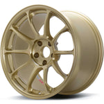 A front view of Volk Racing ZE40 Wheel 18x12 5x114.3 20mm Gold with white background