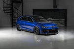 Blue VW Golf R Mk8 fitted with the Urban carbon aero kit, front three-quarter view