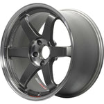 A front view of Volk Racing TE37SL Wheel 15x8 4x100 35mm Pressed Graphite with white background