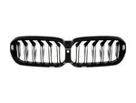 A front view of AUTOTECKNIC GLAZING BLACK FRONT GRILLE - BMW F90 M5 LCI | G30 5-SERIES LCI 2022+ with white background