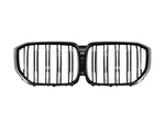 A front view of AUTOTECKNIC DUAL-SLATS GLAZING BLACK FRONT GRILLE - BMW G05 X5 PRE-LCI 2018-2022 with white background