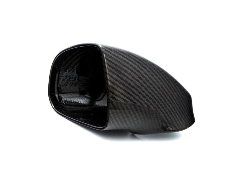 A back view of AUTOTECKNIC REPLACEMENT DRY CARBON MIRROR COVERS - HONDA S2000 1999-2009 with white background