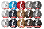 An overview of HRE FlowForm FF21 Wheels's optional color finishes with a white background