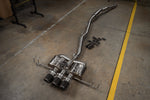 Valvetronic Designs Valved Exhaust Civic Type R / Integra Type S manufacturer gallery: complete cat-back laid diagonally with three dark outlet tips