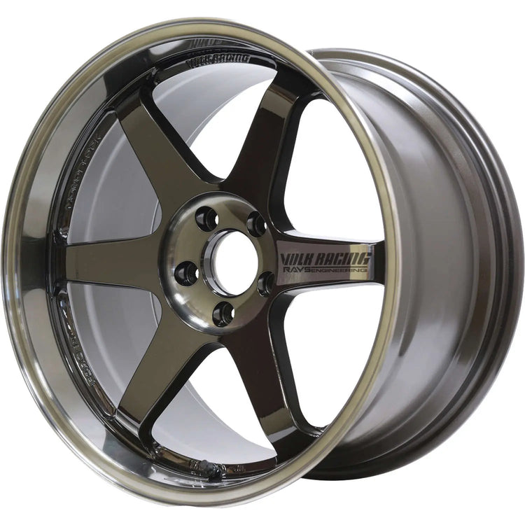 A front view of Volk Racing TE37SL Wheel 17x8.5 5x114.3 40mm Hyperblack with white background