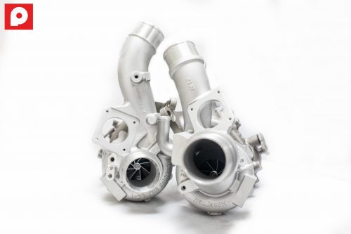 A front view of Pure Turbos Infiniti Q50/Q60 VR30 PURE Turbo Upgrade with a white background