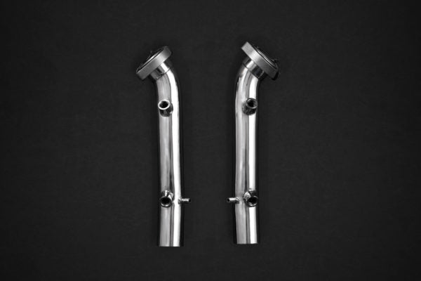 wide view of Capristo Cat Delete Pipes for Ferrari 355 1994-1999 with black background