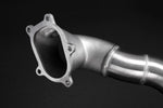 close view of Capristo Exhaust 250 Cell Sports Cats Downpipes for Audi S8 / S7 2010-2017 with black background