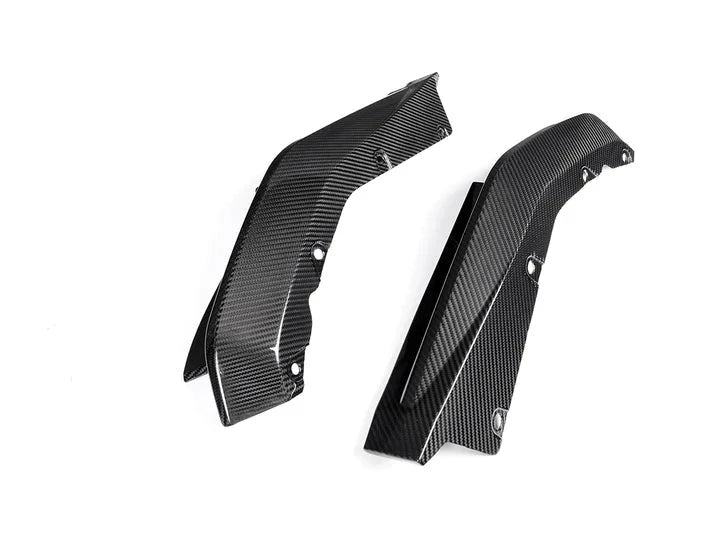 A top view of AUTOTECKNIC DRY CARBON OEM-SPEC REAR SPLITTER SET - BMW G80 M3 | G82/ G83 M4 2021+ with white background