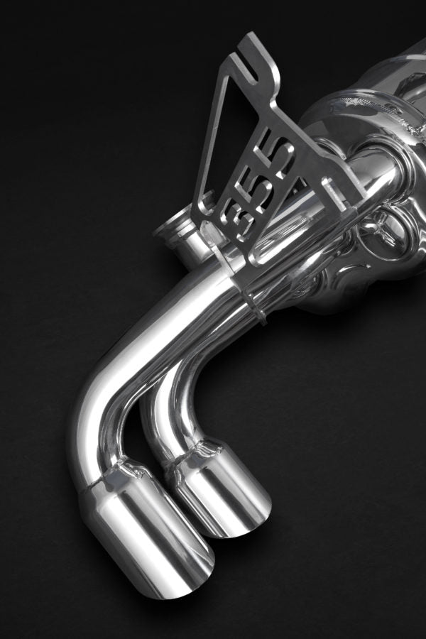 wide view of Capristo FreeFlow Exhaust for Ferrari 355 1994-1999 with black background