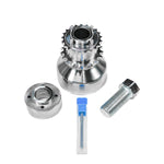 A top view of RK Autowerks S55 BILLET PINNED CRANK HUB with a white background
