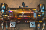 Titanium exhaust Porsche 718 GT4: rear muffler straight-on